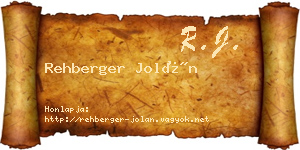 Rehberger Jolán névjegykártya